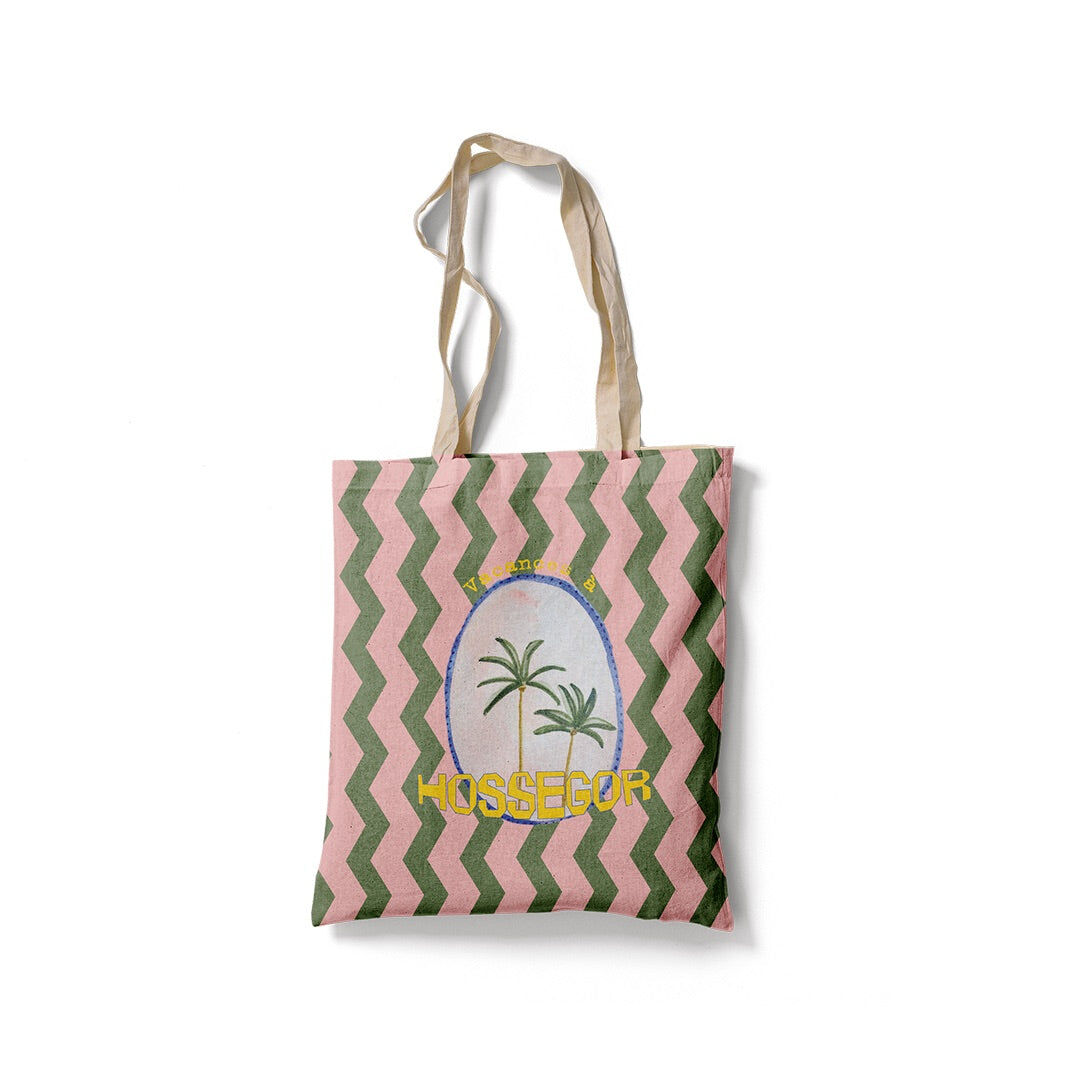 Tote Bag Personnalisable Palmiers Chevrons