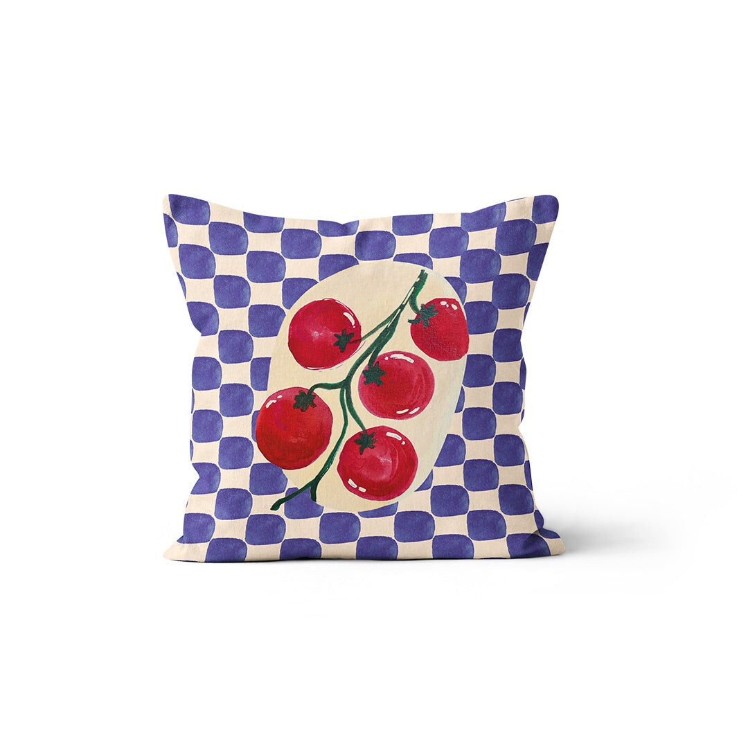 Coussin Motif Tomates sur Damier