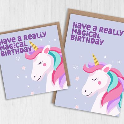 Carte d'anniversaire : Licorne - Anniversaire vraiment magique