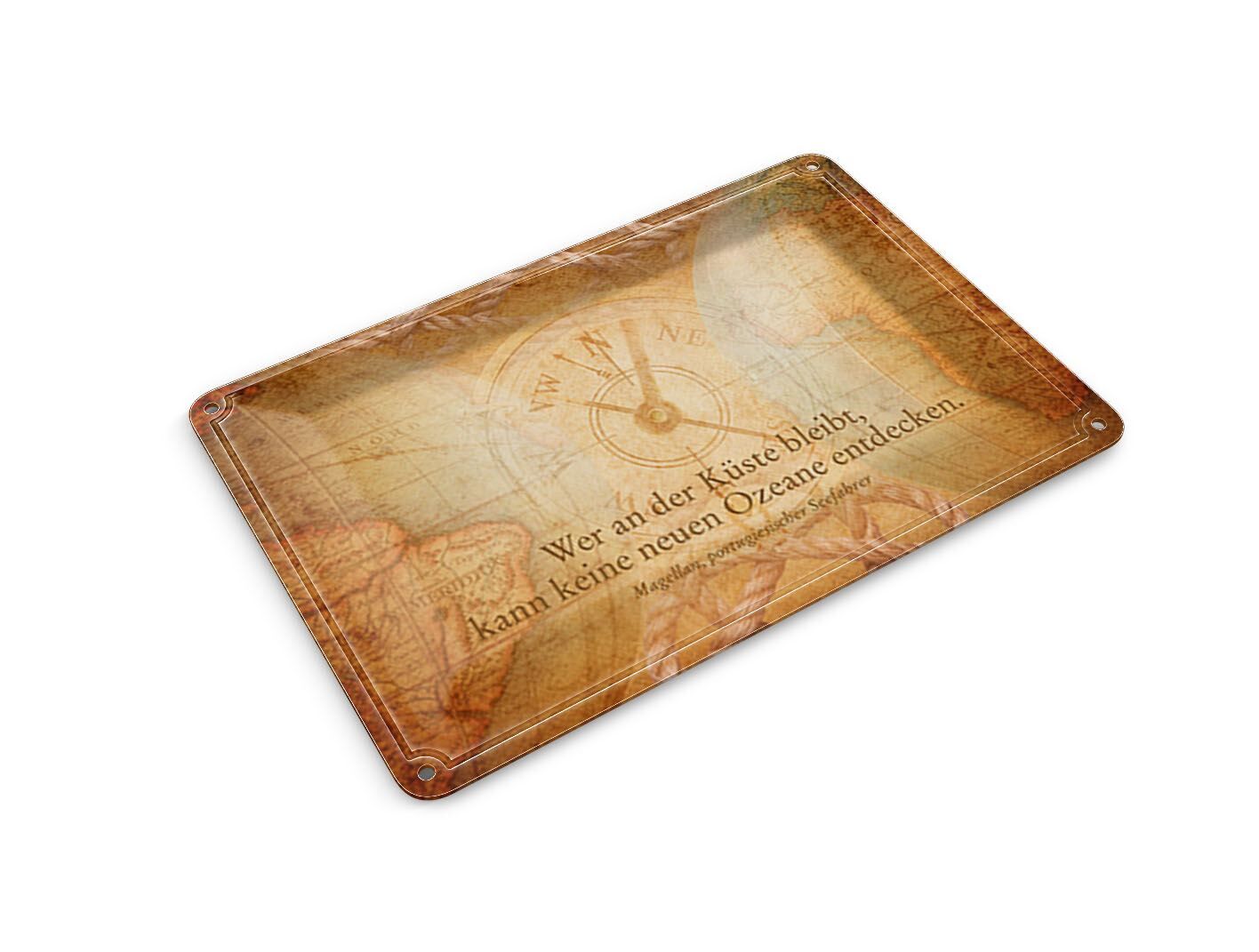 Tin postcard with saying 10x14 cm "Whoever stays on the coast" decorative sign