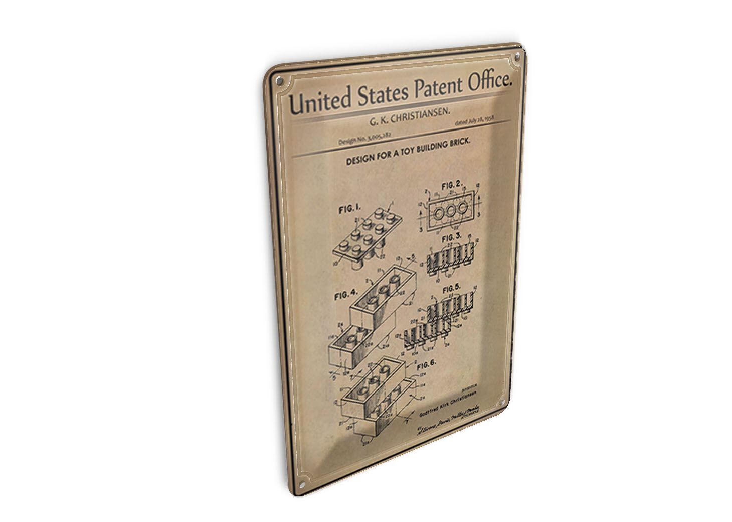 Tin postcard patent 10x14 cm design for a children's building block decorative sign