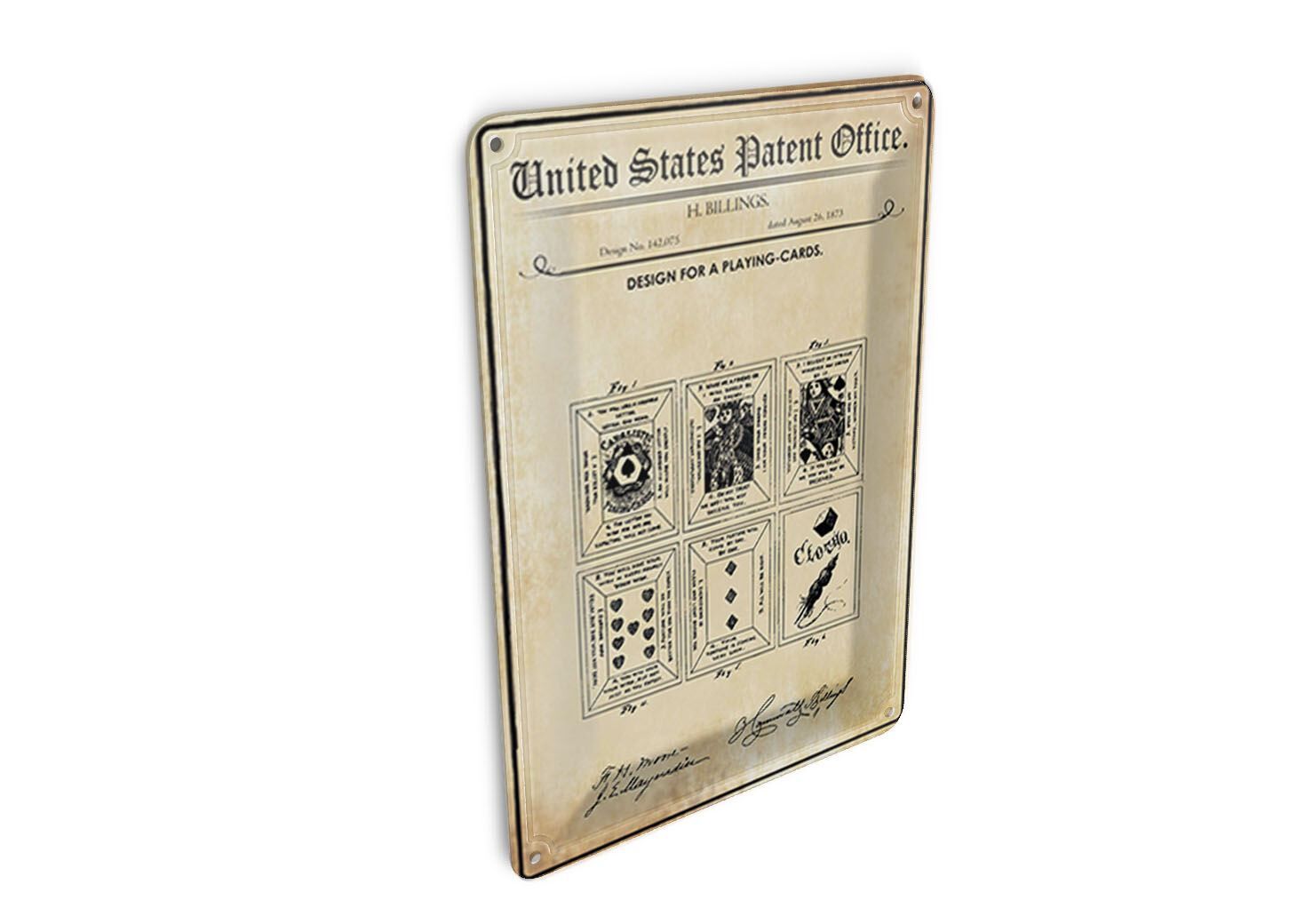 Tin postcard patent 10x14 cm design for a playing card deck decorative sign