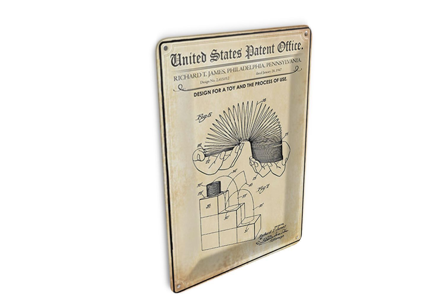 Tin postcard patent 10x14 cm design for a game spiral decorative sign