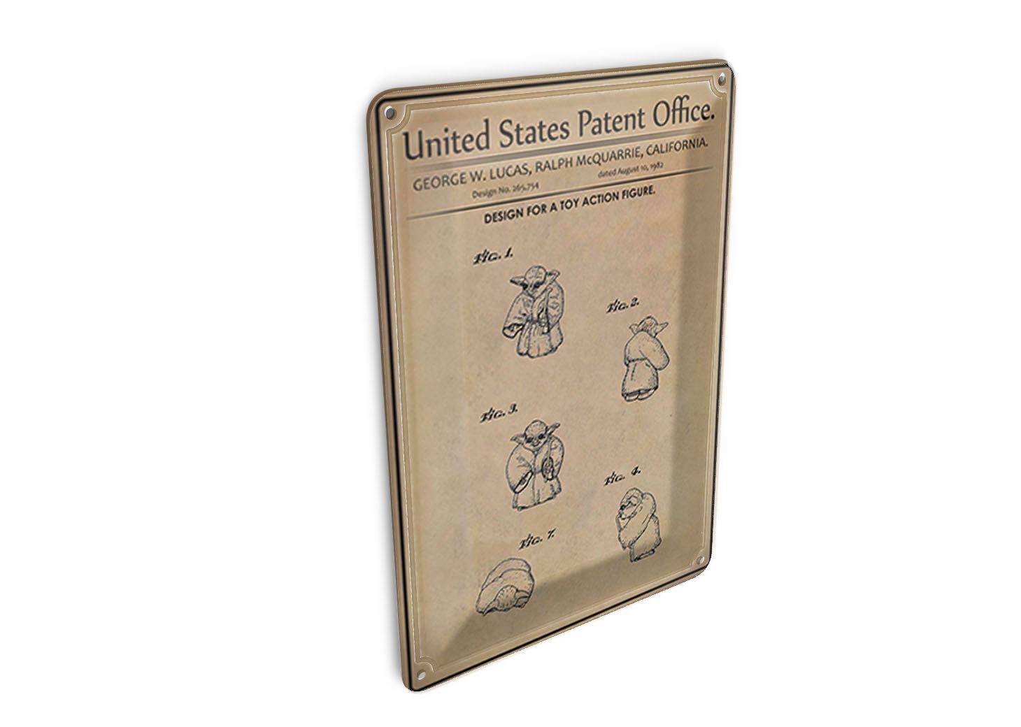 Tin postcard patent 10x14 cm design for a toy action figure 2 sign