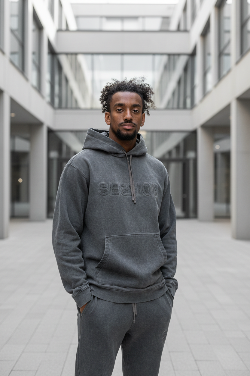 Oversized marbled sweatshirt with embossed logo