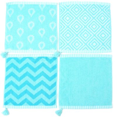 GUEST TOWEL SET OF 4 "TURQUOISE TREASURE"