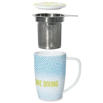 TASSE AVEC COUVERCLE ET PASSOIRE À THÉ "GONE DIVING" 2