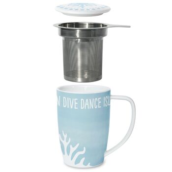 TASSE AVEC COUVERCLE ET PASSOIRE À THÉ "DIVE DANCE ISLAND" 2