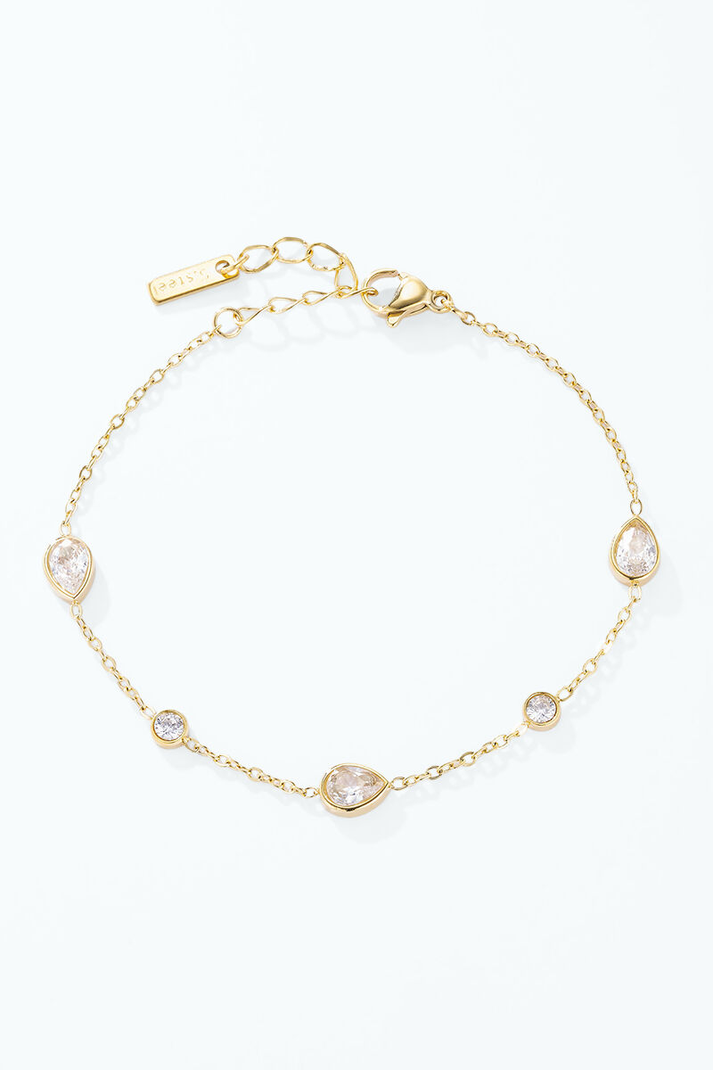Bracelet à zircons poire et ronds en acier inoxydable 324AQ530
