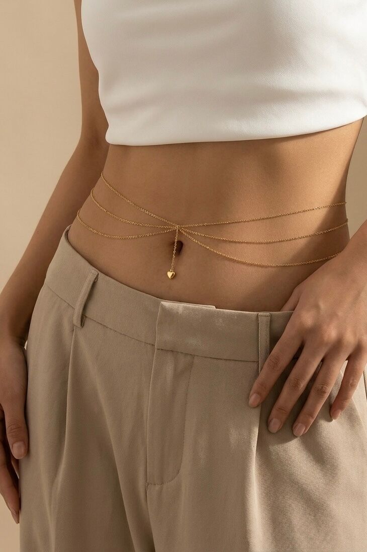 Chaîne de taille triple rang cœur en acier inoxydable 524AQ24