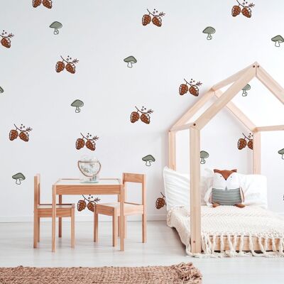 Oak & Mushroom wall stickers 2