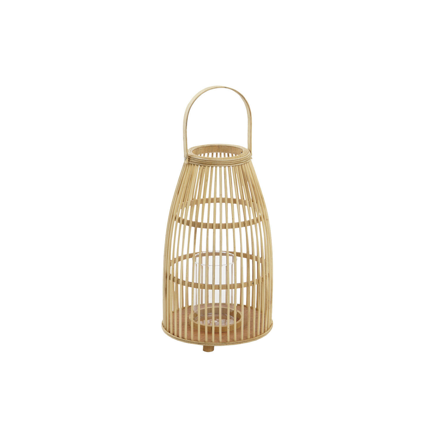 PORTE-BOUGIES EN VERRE ET BAMBOU 25X25X56 MARRON NATUREL