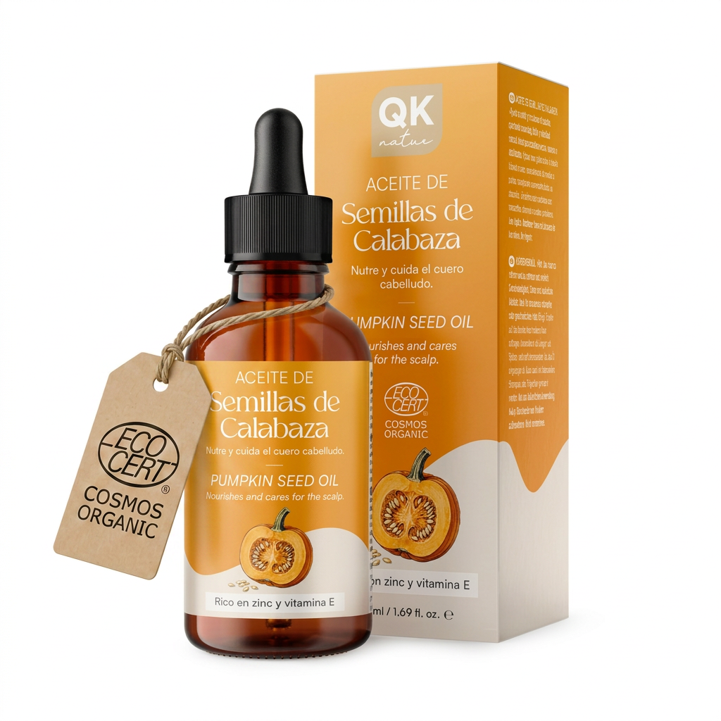 QKnatur Pumpkin Oil for Hair 50ml | Hair Growth Serum | Nourishes, Softens & Adds Shine | 100% Pure & Organic | For Dry, Frizzy Hair & Split Ends