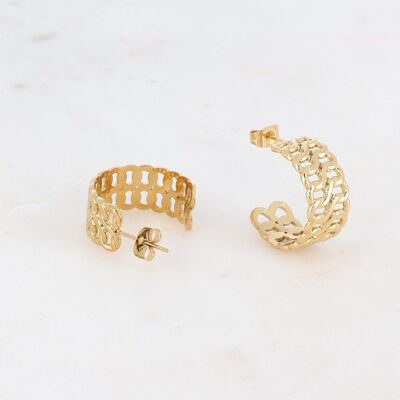 Double golden mesh hoop earrings
