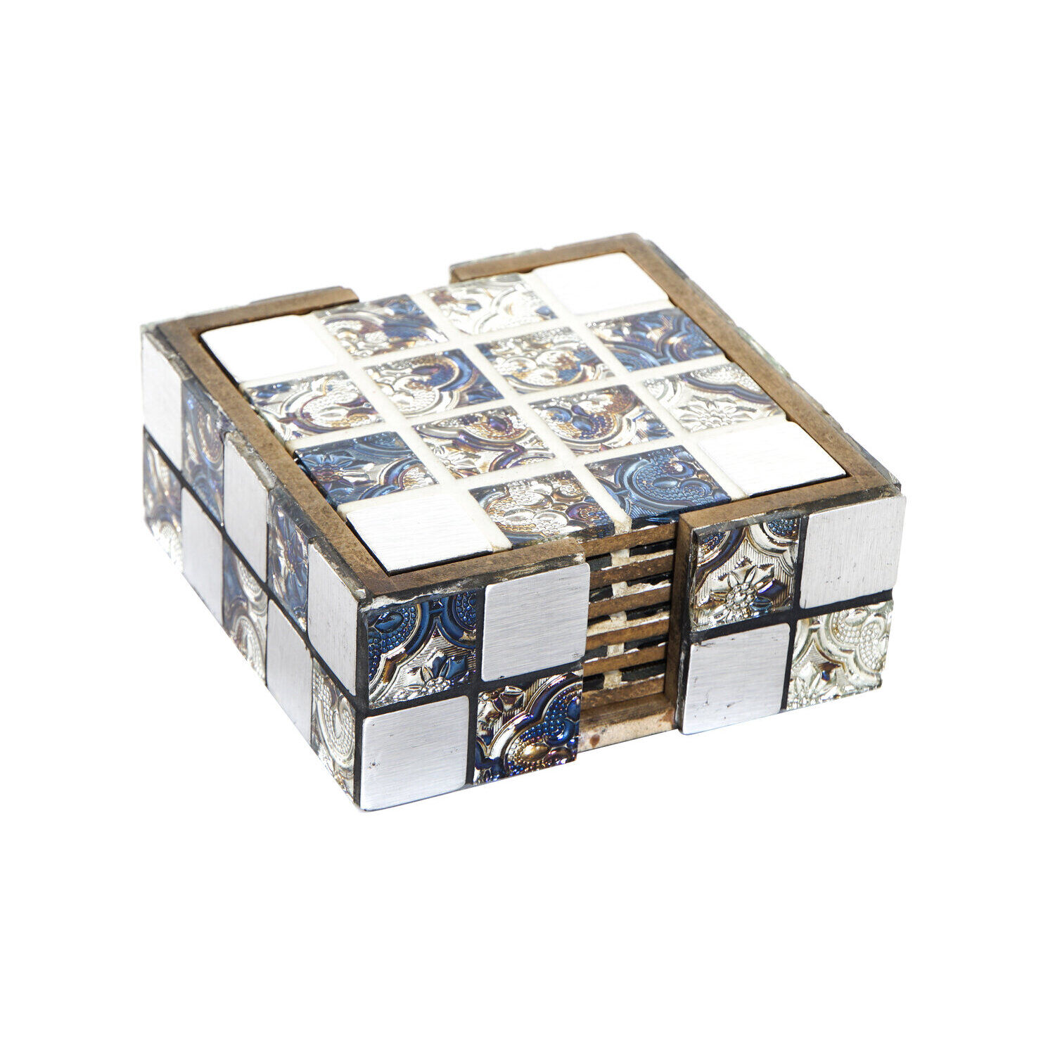 Set of 6 MDF resin coasters, 12x12x5