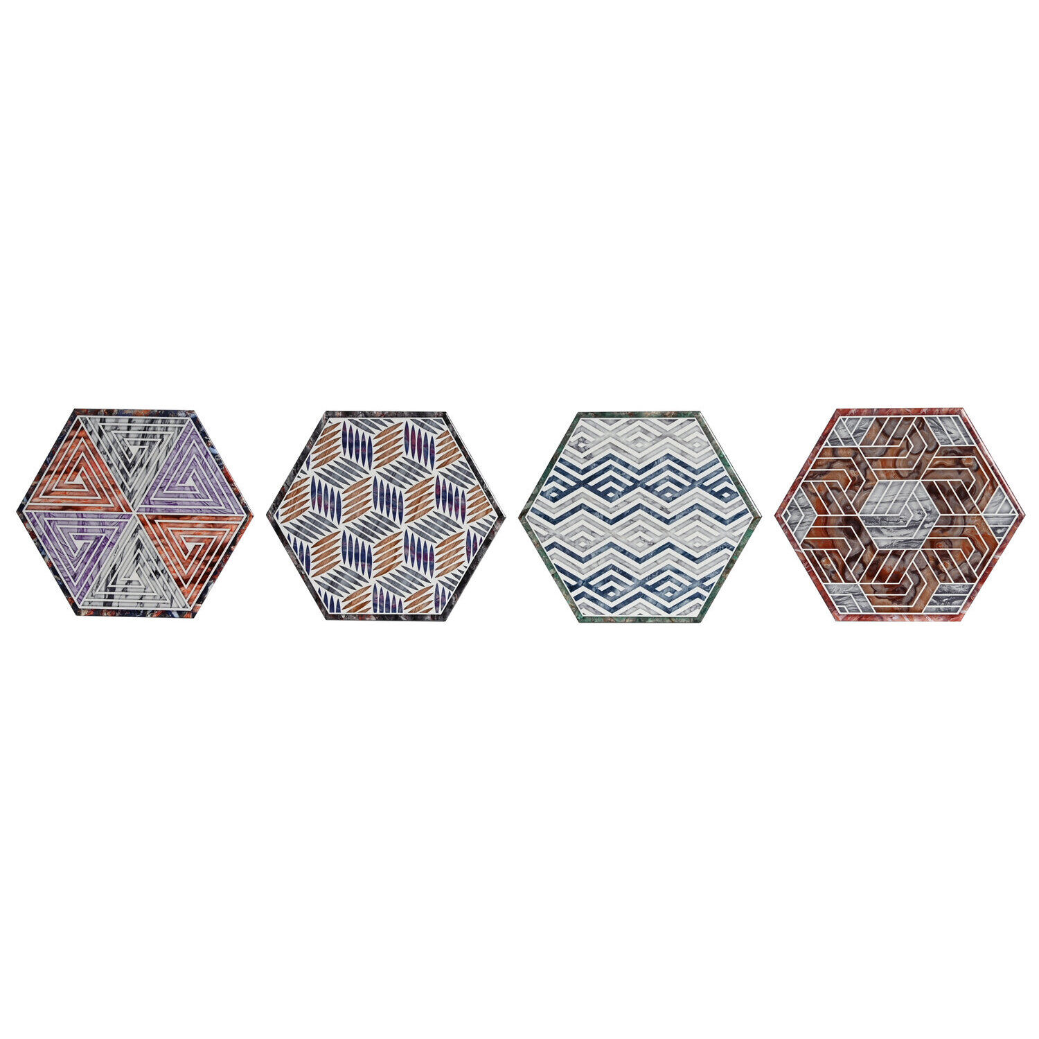 Dessous de plat en dolomite 20x20x1 géométrique 4 ast.
