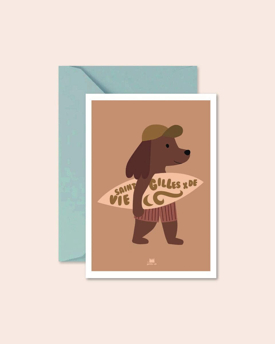 Personalized card: Cool surf dog