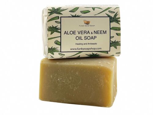 Aloe Vera & Neem Oil Soap, Natural & Handmade, Approx 30g/65g