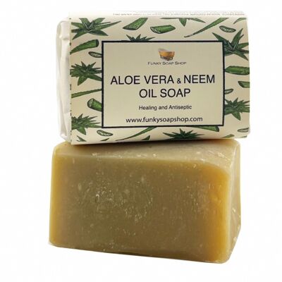 Aloe Vera & Neem Oil Soap, Natural & Handmade, Approx 30g/65g