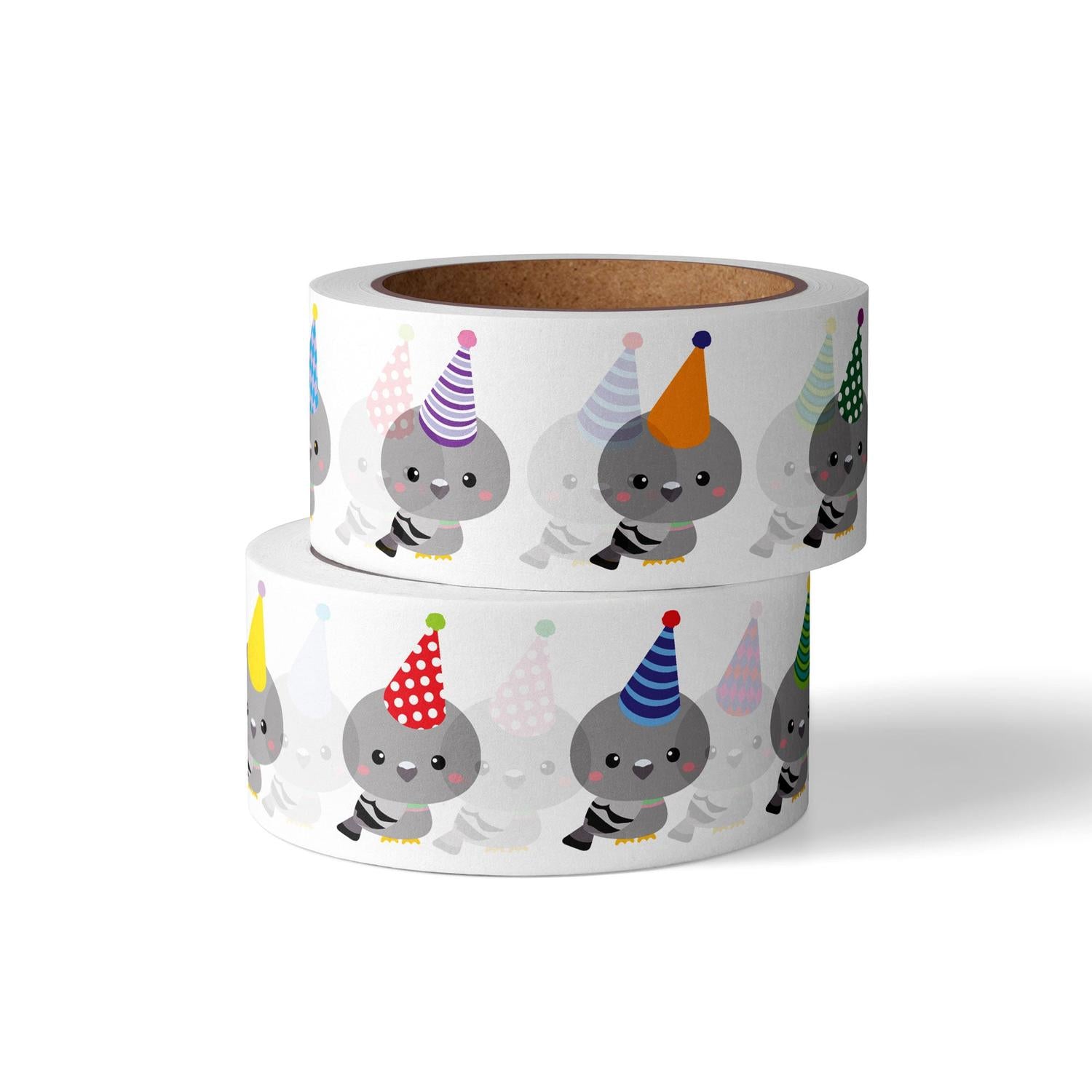 Washi tape Party duiven met feesthoedjes