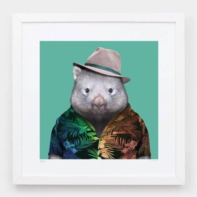 Henry, the Wombat__Light Blue / Large [61cm x 61cm] / Unframed