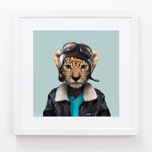 Jeong, the Amur Leopard__Light Blue / Large [61cm x 61cm] / Unframed