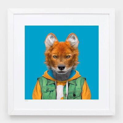 Azat, the Dhole__Light Blue / Large [61cm x 61cm] / Unframed