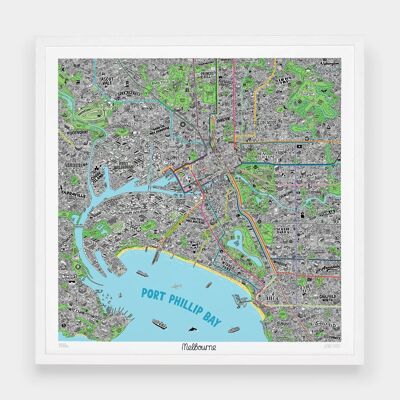 Hand Drawn Map of Melbourne__Unframed