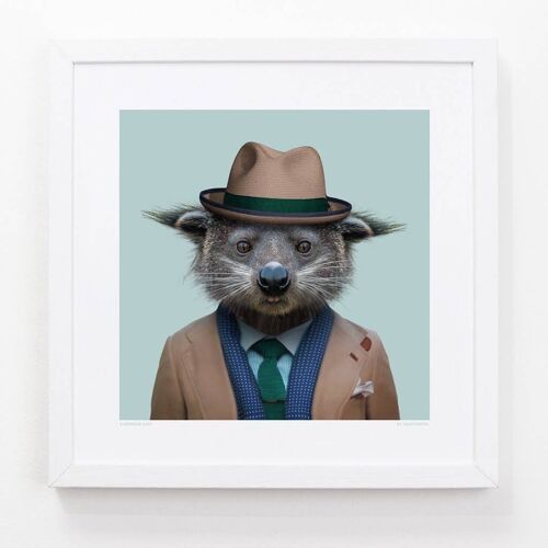 Agung, the Binturong__Light Blue / Large [61cm x 61cm] / Unframed