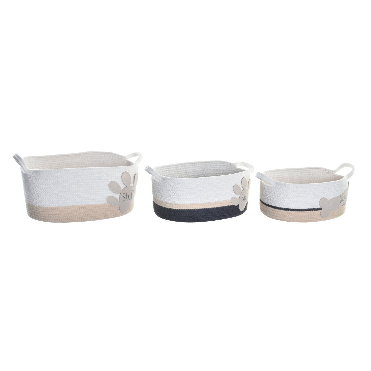Basket set of 3 cotton 60x31x25 white