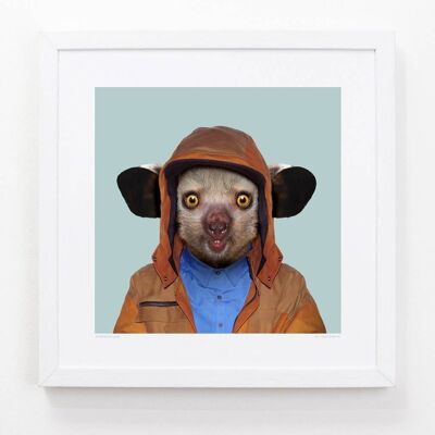 Stan, the Aye Aye__Light Blue / Large [61cm x 61cm] / Unframed