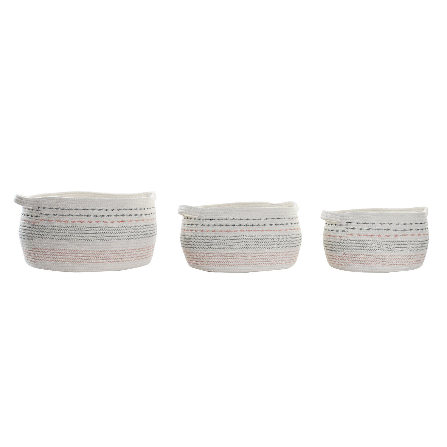 Basket set of 3 cotton 52x43x25 white