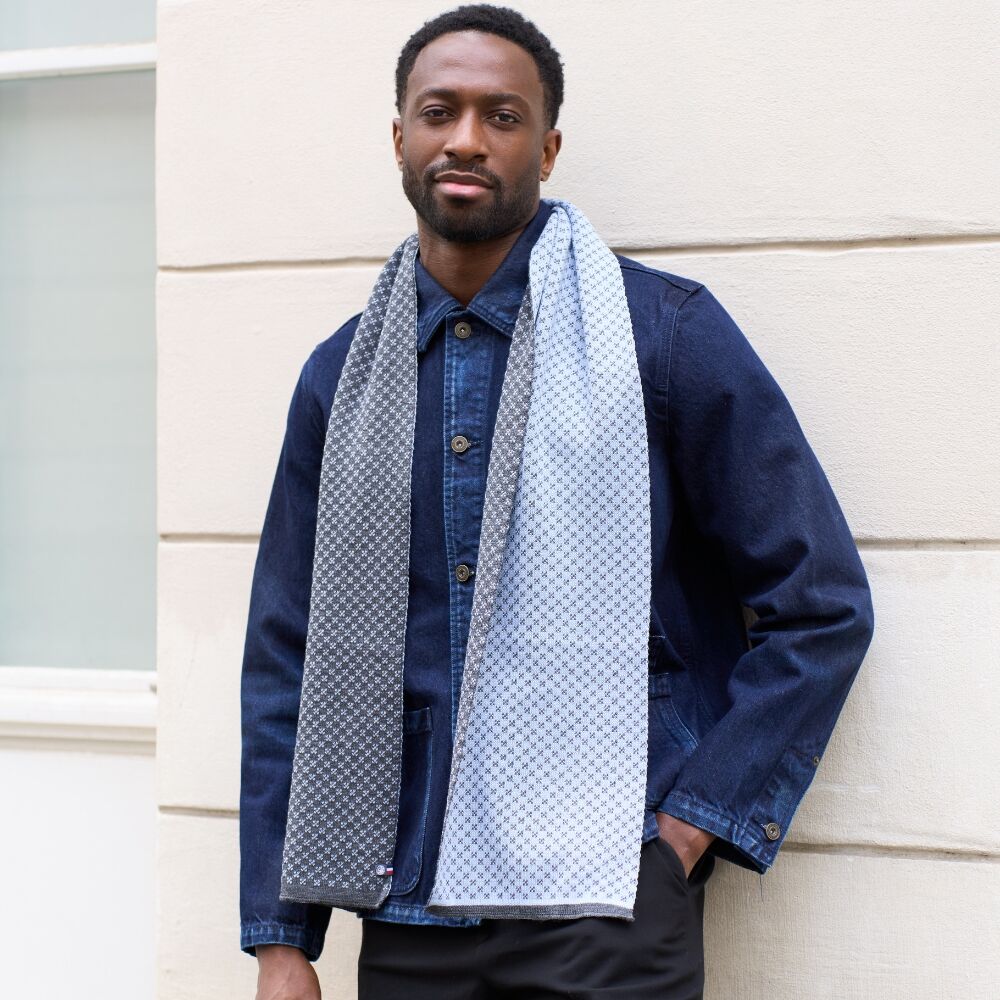 Men's two-tone knit scarf, autumn/winter - AURELIEN