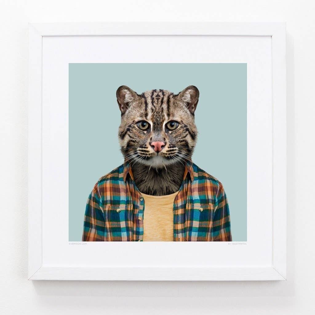 Hansh, il gatto da pesca__Azzurro / Grande [61 cm x 61 cm] / Senza cornice