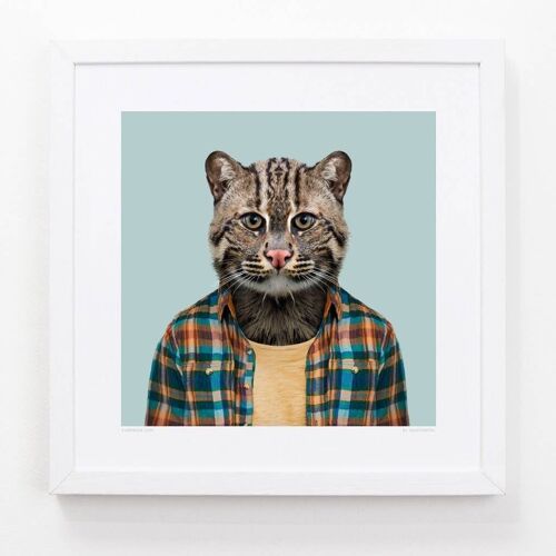 Hansh, the Fishing Cat__Light Blue / Large [61cm x 61cm] / Unframed