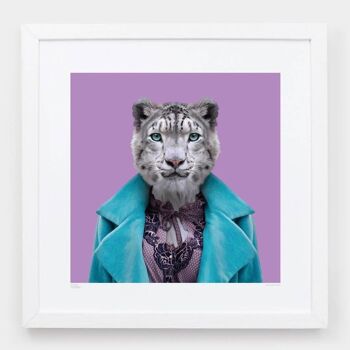 Aiperi, le léopard des neiges__Bleu clair / Grand [61cm x 61cm] / Sans cadre 2