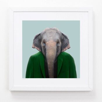 Bagus, l'éléphant d'Asie__Bleu clair / Grand [61cm x 61cm] / Sans cadre 1