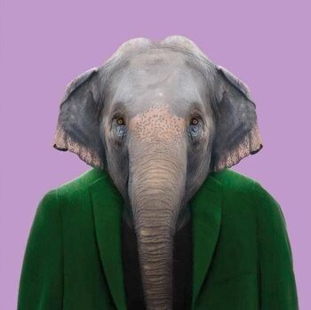 Bagus, l'éléphant d'Asie__Bleu clair / Grand [61cm x 61cm] / Sans cadre 3