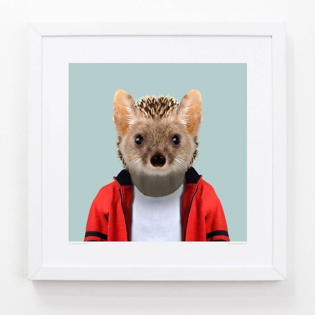 Fritz, the Long-eared Hedgehog__Light Blue / Large [61cm x 61cm] / Unframed