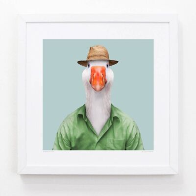 Anders, the Domestic Goose__Light Blue / Large [61cm x 61cm] / Unframed