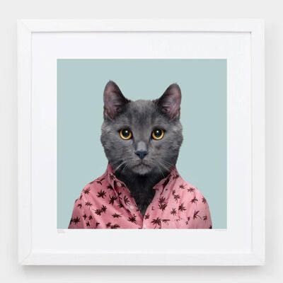 Odette, the Charterux Cat__Light Blue / Large [61cm x 61cm] / Unframed