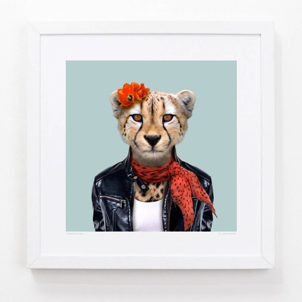 Nayna, il ghepardo__Azzurro / Grande [61 cm x 61 cm] / Senza cornice