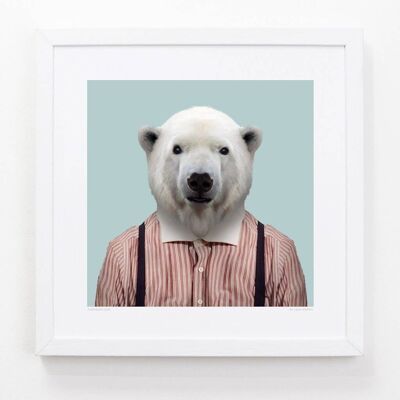 Sakari, el oso polar__Azul claro / Grande [61 cm x 61 cm] / Sin marco