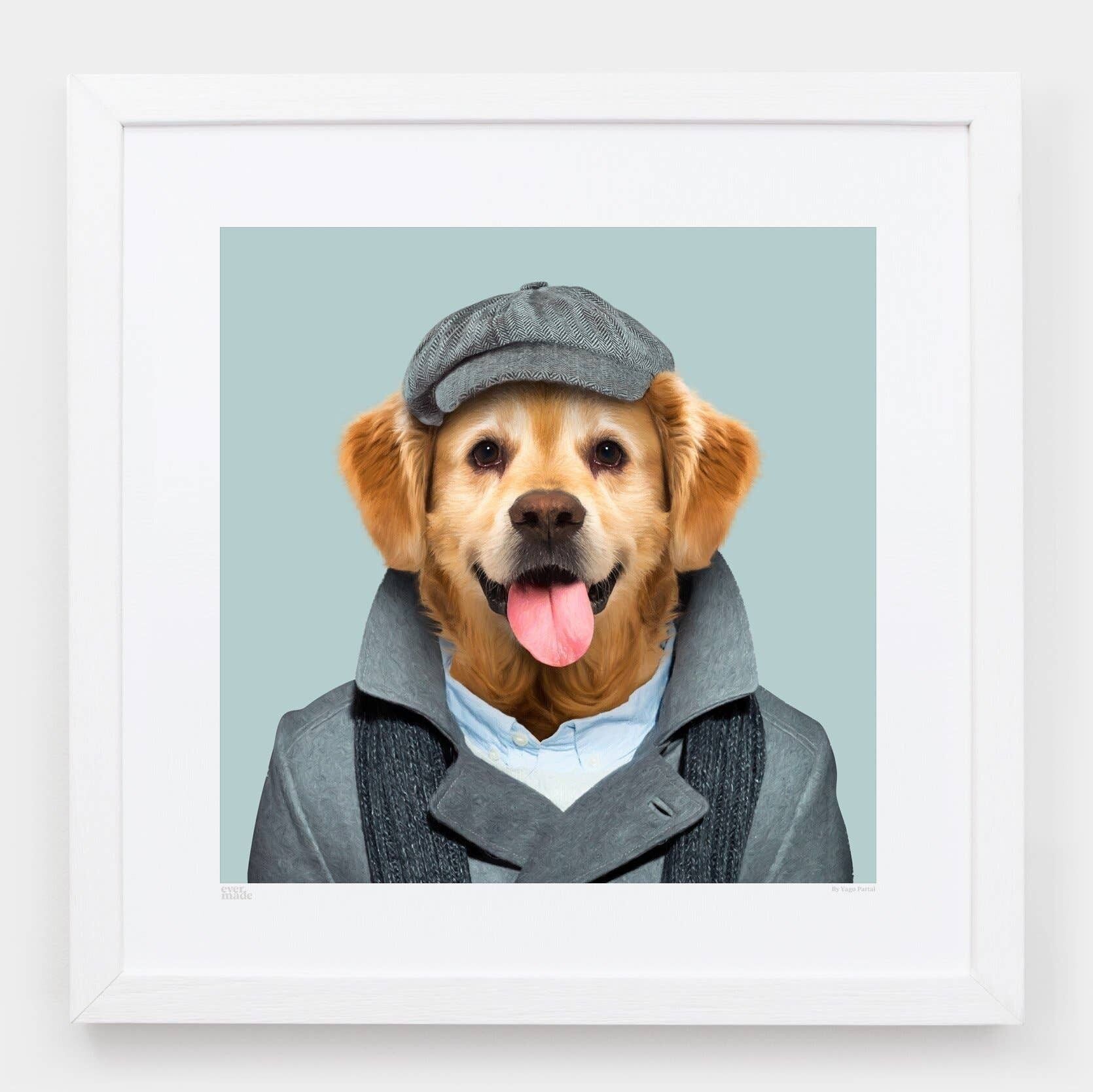 Arthur, il Golden Retriever__Azzurro / Grande [61 cm x 61 cm] / Senza cornice