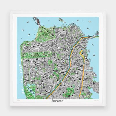 Mappa disegnata a mano di San Francisco__Unframed