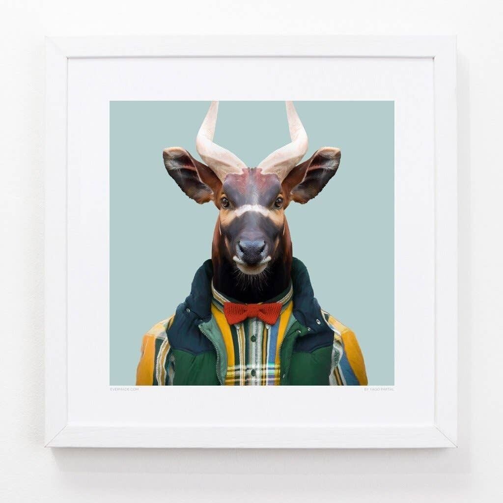 Régis, il Bongo__Azzurro / Grande [61 cm x 61 cm] / Senza cornice