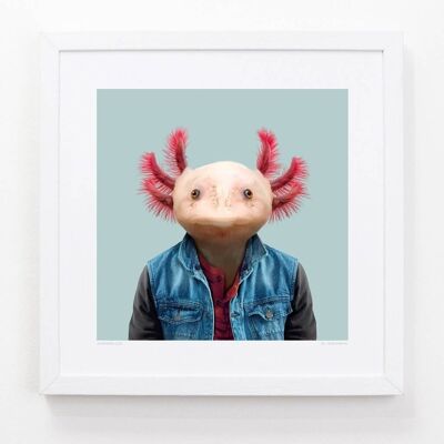 Ikal, the Axolotl__Light Blue / Large [61cm x 61cm] / Unframed