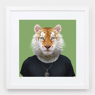 Ram, la tigre dorata__Fern Green / Large [61 cm x 61 cm] / Senza cornice