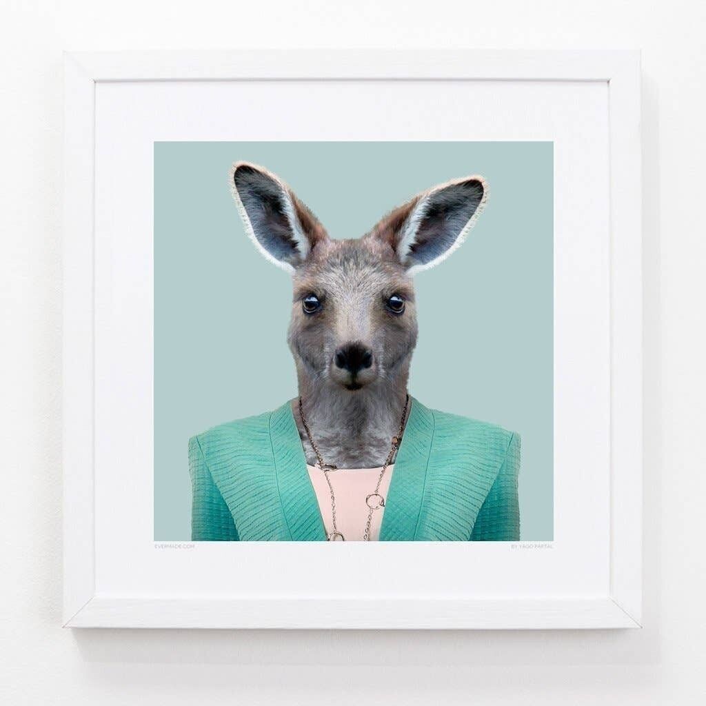 Olivia, the Eastern Grey Kangaroo__Light Blue / Large [61cm x 61cm] / Unframed