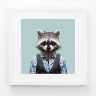 Rascal, the Common Racoon__Light Blue / Large [61cm x 61cm] / Unframed